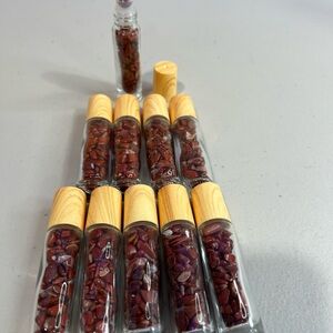 Glass Oil Roller Bottles Filled with Red Jasper Chips -